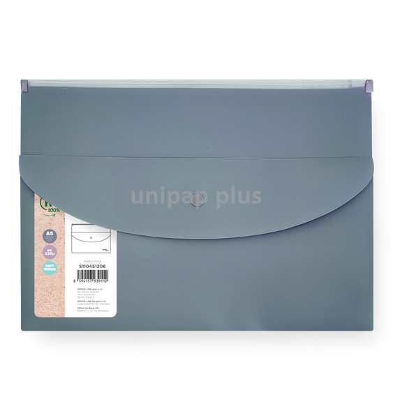 obálka se zipem A5 Releaf PP kapsa s drukem šedá