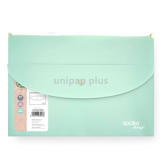 obálka se zipem A5 Releaf PP kapsa s drukem zelená