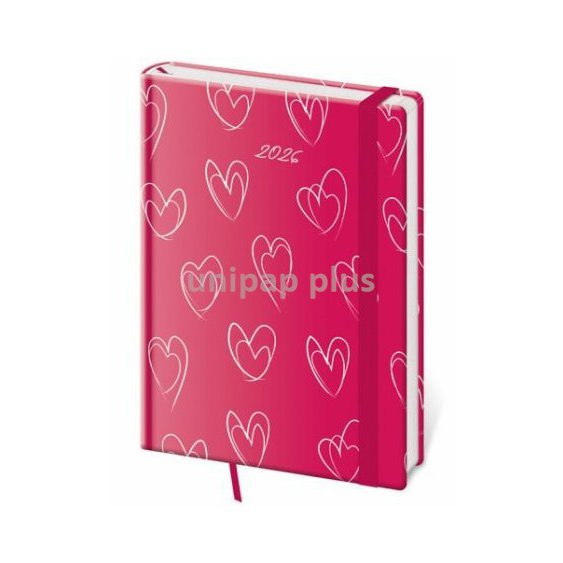 diář denní A5 Vario Hearts s gumičkou