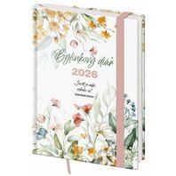 diář denní B6 Vario s gumičkou Bylinkový Flowers