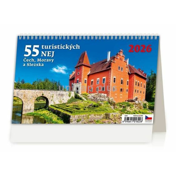 kalendář stolní 55 turistických nej Čech, Moravy a Slezska