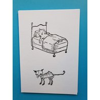 otisk Covid kočka v posteli  rozměr  6 x 6,5 cm, kočka 3 x 5,5 cm