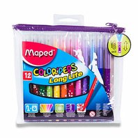 Maped Color'Peps Long Life - dětské fixy - 12 barev, pouzdro na zip