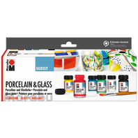 barvy Marabu Porcelain & Glass sada 6 x 15 ml lesklé