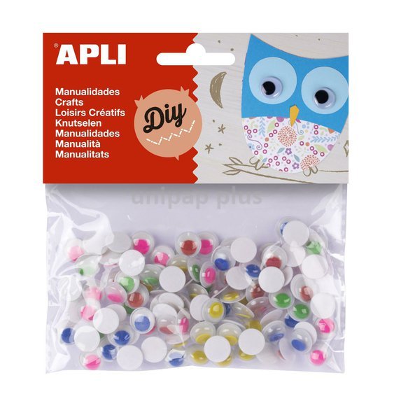 oči pohyblivé kulaté Apli - mix barev 10 mm 100 ks