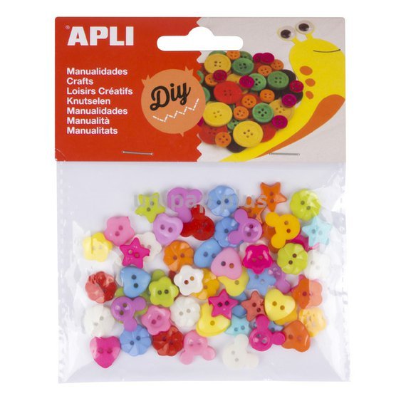plastové knoflíky Apli, mix tvarů a barev 60 ks