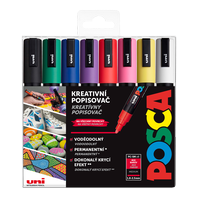 popisovač Uni Posca PC-5M akrylový - sada 8 barev