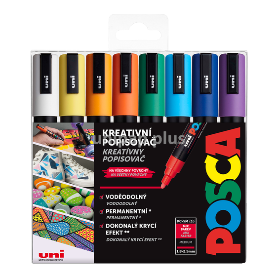 popisovač Uni Posca PC-5M akrylový - sada 16 barev Basic