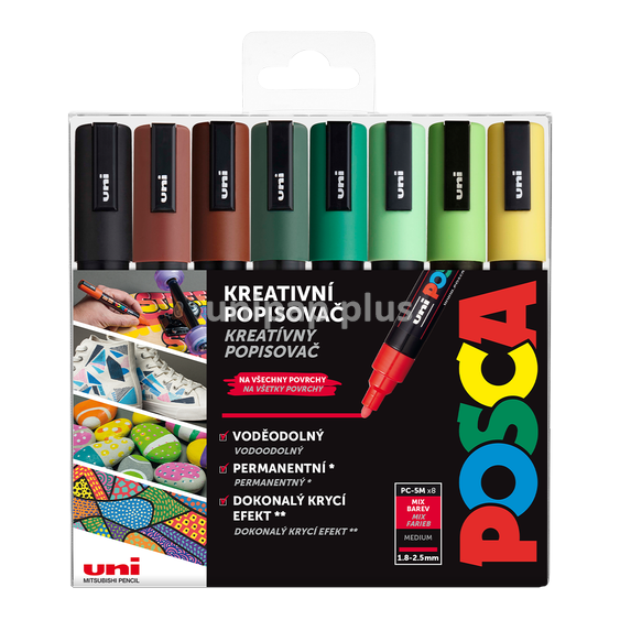 popisovač Uni Posca PC-5M akrylový - sada 8 barev Earth