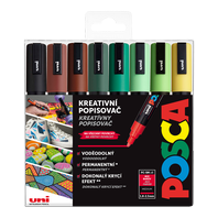 popisovač Uni Posca PC-5M akrylový - sada 8 barev Earth