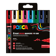 popisovač Uni Posca PC-5BR akrylový - štětcový hrot - sada 8 barev