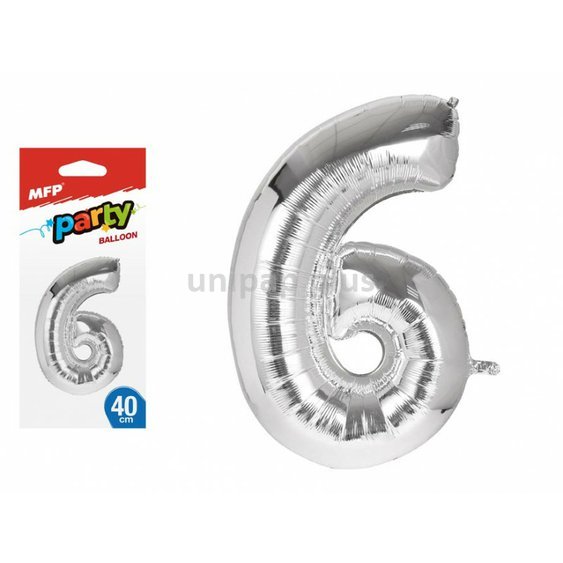 nafukovací číslo 6 stříbrné 40 cm