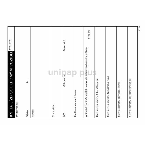 kniha jízd soukromého vozidl