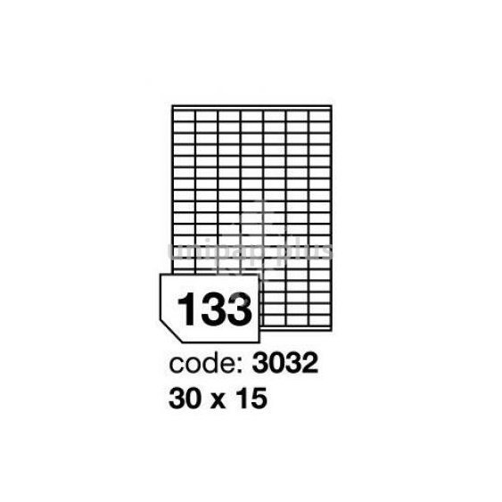 samolepící etiketa A4 R0100 bílá 30 x 15 mm 133 etiket 100 ks