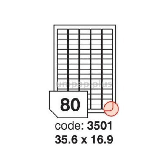 samolepící etiketa A4 R0100 bílá 35,6 x 16,9 mm 80 etiket 100 ks oblé rohy
