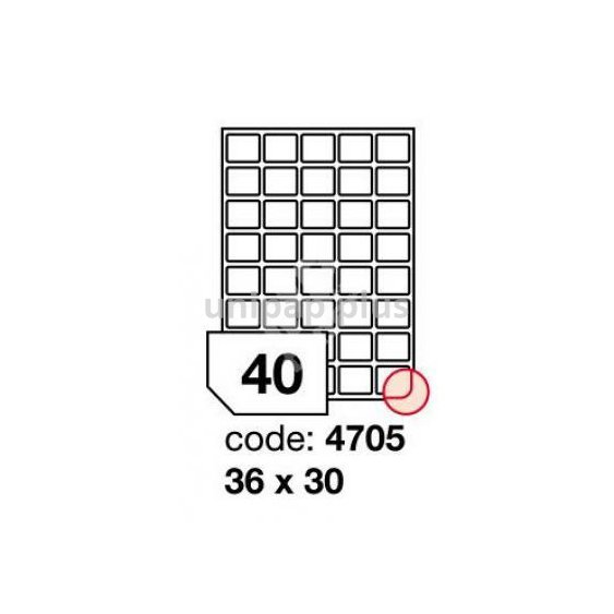 samolepící etiketa A4 R0100 bílá 36 x 30 mm 40 etiket 100 ks oblé rohy