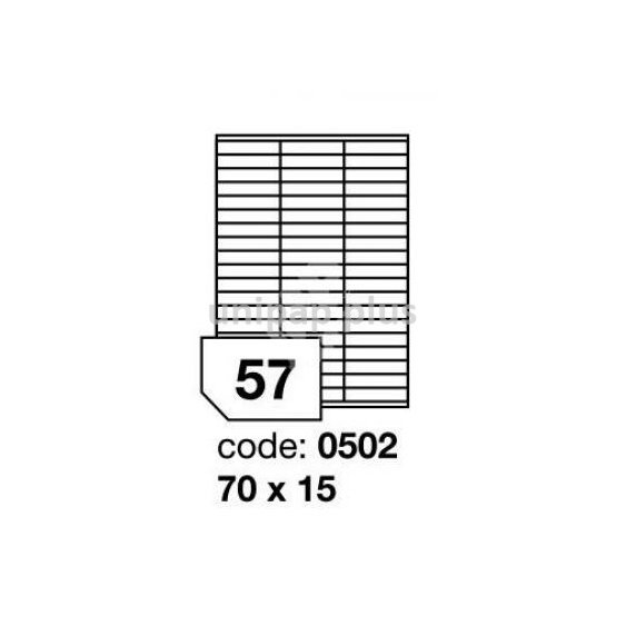 samolepící etiketa A4 R0100 bílá 70 x 15 mm 57 etiket 100 ks