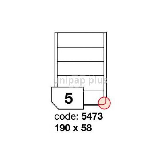 samolepící etiketa A4 R0100 bílá 190 x 58 mm 5 etiket 100 ks oblé rohy