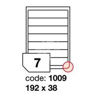 samolepící etiketa A4 R0100 bílá 192 x 38 mm 7 etiket 100 ks oblé rohy