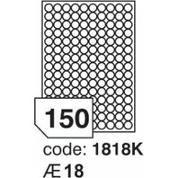 samolepící etiketa A4 R0100 bílá kolečka 18 mm 150 etiket 100 ks