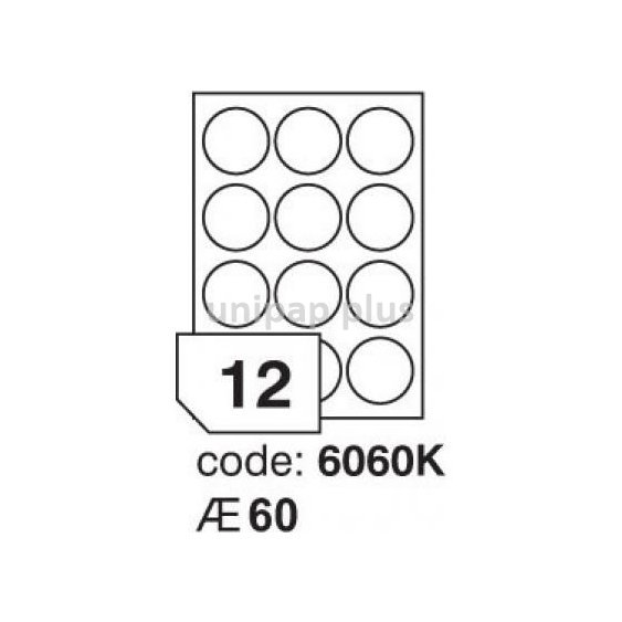 samolepící etiketa A4 R0100 bílá kolečka 60 mm 12 etiket 100 ks