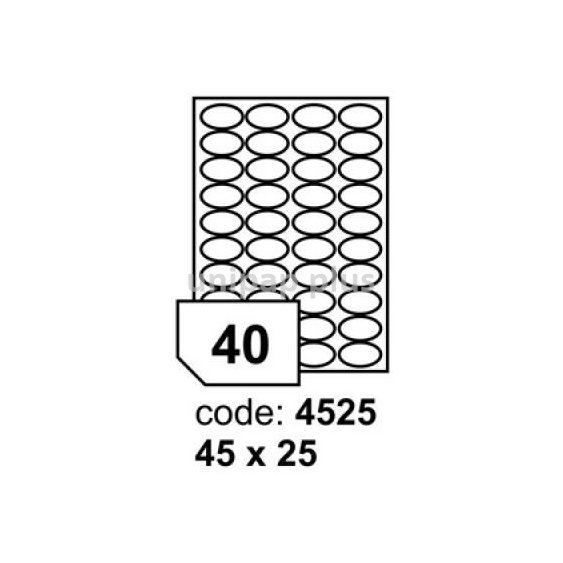 samolepící etiketa A4 R0100 bílá ovál 45 x 25 mm 40 etiket 100 ks