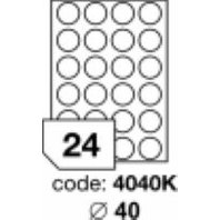samolepící etiketa A4 R0100 bílá kolečka 40 mm 24 etiket 100 ks