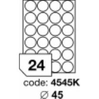 samolepící etiketa A4 R0100 bílá kolečka 45 mm 24 etiket 100 ks