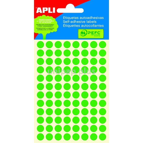etikety Apli kolečka 8 mm fluorescenční zelené