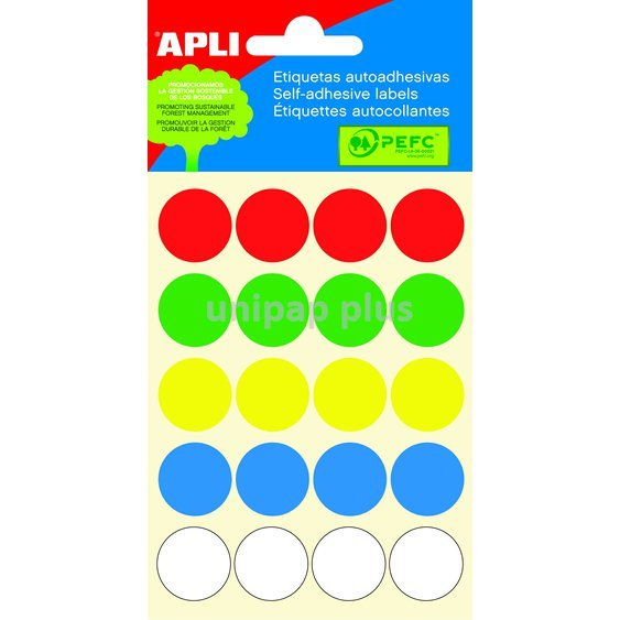 etikety Apli kolečka 19 mm mix barev 100 ks