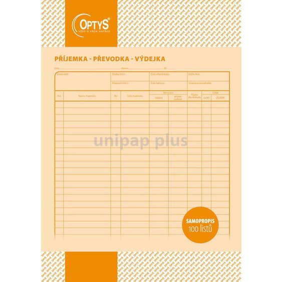 příjemka, převodka, výdejka A4 samopropisovací Optys