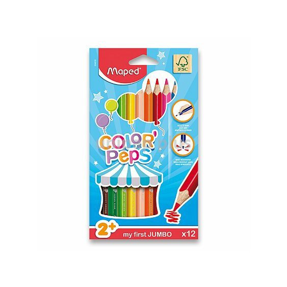 pastelky trojboké maped Jumbo Color Peps 12 ks