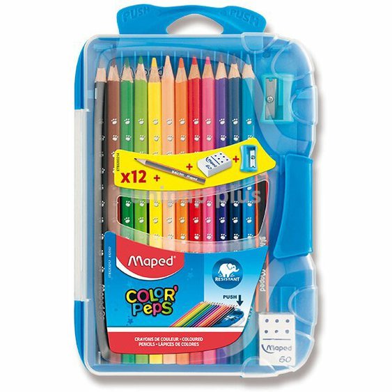 pastelky Maper Color Peps 12 barev v plastovém pouzdru