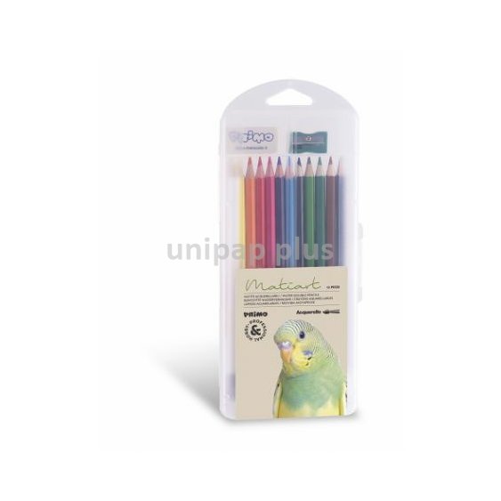 akvarelové pastelky Primo, tuha 3,3 mm, 12ks, ořezávátko + pryž + štětec