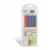 akvarelové pastelky Primo, tuha 3,3 mm, 12ks, ořezávátko + pryž + štětec