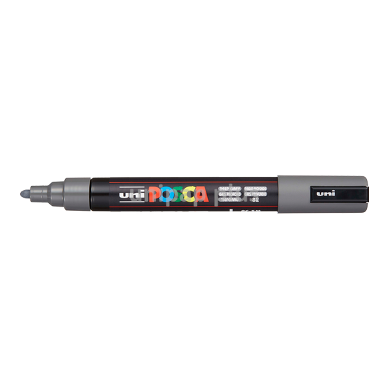 popisovač Uni Posca PC-5M akrylový - kulatý střední hrot 1,8-2,5 mm tmavě šedý (82)