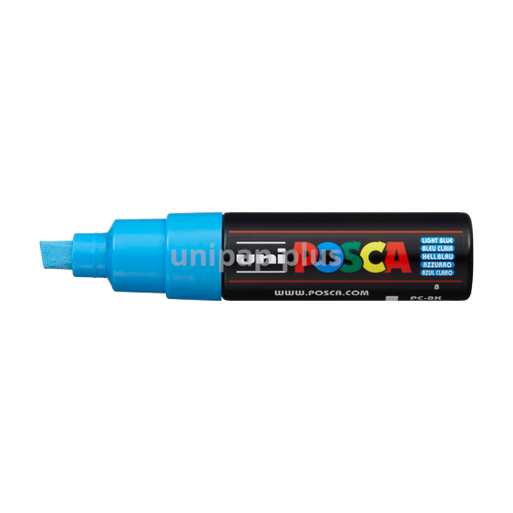 popisovač Uni Posca PC-8K akrylový - široký seříznutý hrot 8 mm světle modrý (8)