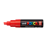 popisovač Uni Posca PC-8K akrylový - široký seříznutý hrot 8 mm červený (15)