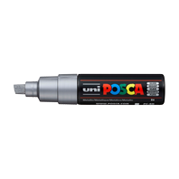 popisovač Uni Posca PC-8K akrylový - široký seříznutý hrot 8 mm stříbrný (26)