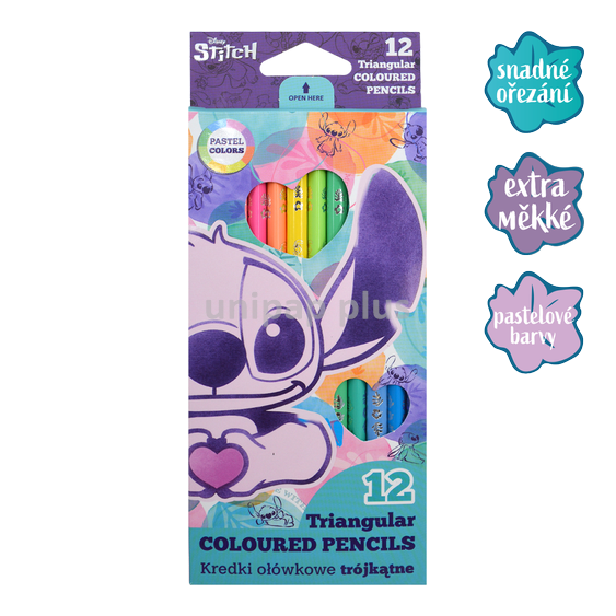 pastelky Colorino trojhranné Stitch pastel 12 ks
