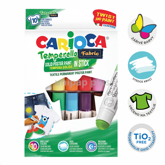 barvy temperové na textil - tyčinka 10 ks