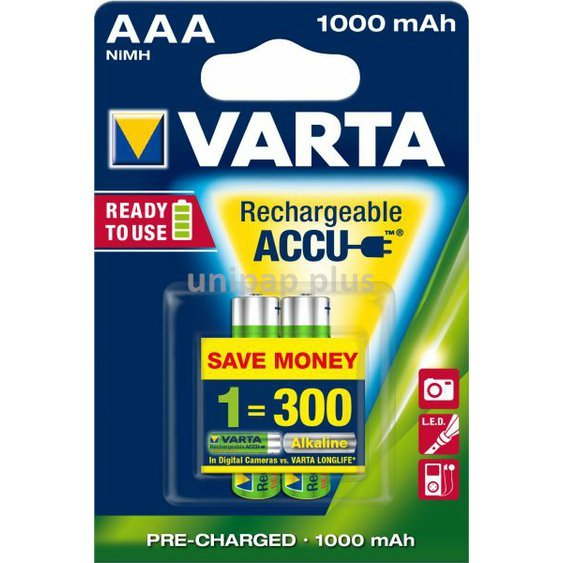 baterie Varta nabíjecí mikrotužka AAA 1000 mAh 2 ks