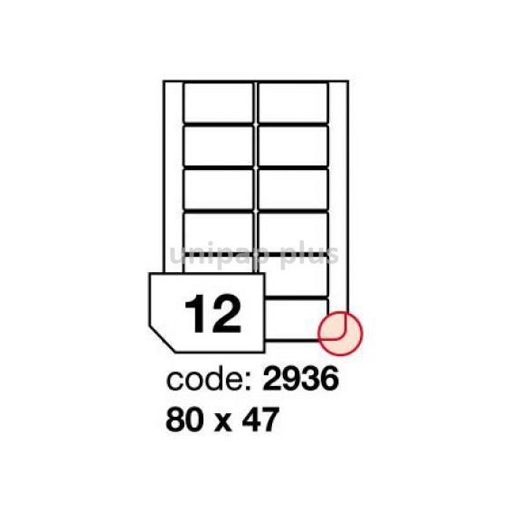 samolepící etiketa A4 R0100 bílá 80 x 47 mm 12 etiket 100 ks oblé rohy