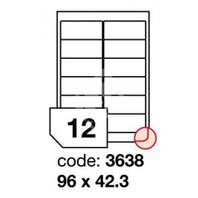 samolepící etiketa A4 R0100 bílá 96 x 42,3 mm 12 etiket 100 ks oblé rohy