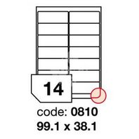 samolepící etiketa A4 R0100 bílá 99,1 x 38,1 mm 14 etiket 100 ks oblé rohy