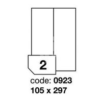 samolepící etiketa A4 R0100 bílá 105 x 297 mm 2 etikety svislé rozdělení 100 ks