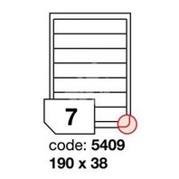samolepící etiketa A4 R0100 bílá 190 x 38 mm 7 etiket 100 ks oblé rohy