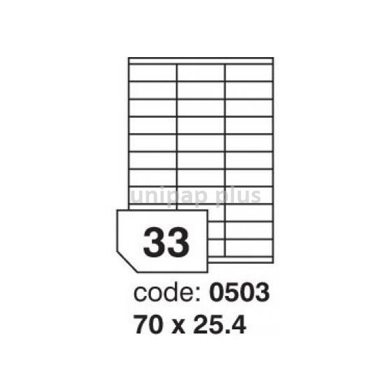 samolepící etiketa A4 R0100 bílá 70 x 25,4 mm 33 etiket 100 ks