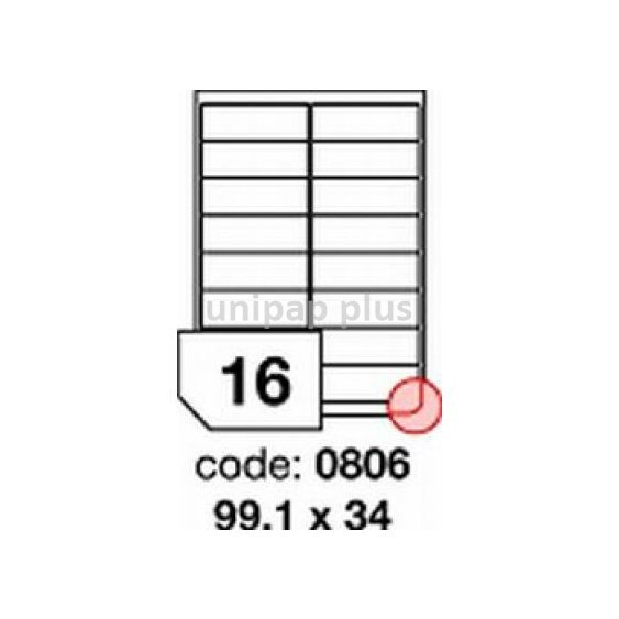 samolepící etiketa A4 R0100 bílá 99,1 x 34 mm 16 etiket 100 ks oblé rohy