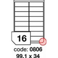 samolepící etiketa A4 R0100 bílá 99,1 x 34 mm 16 etiket 100 ks oblé rohy